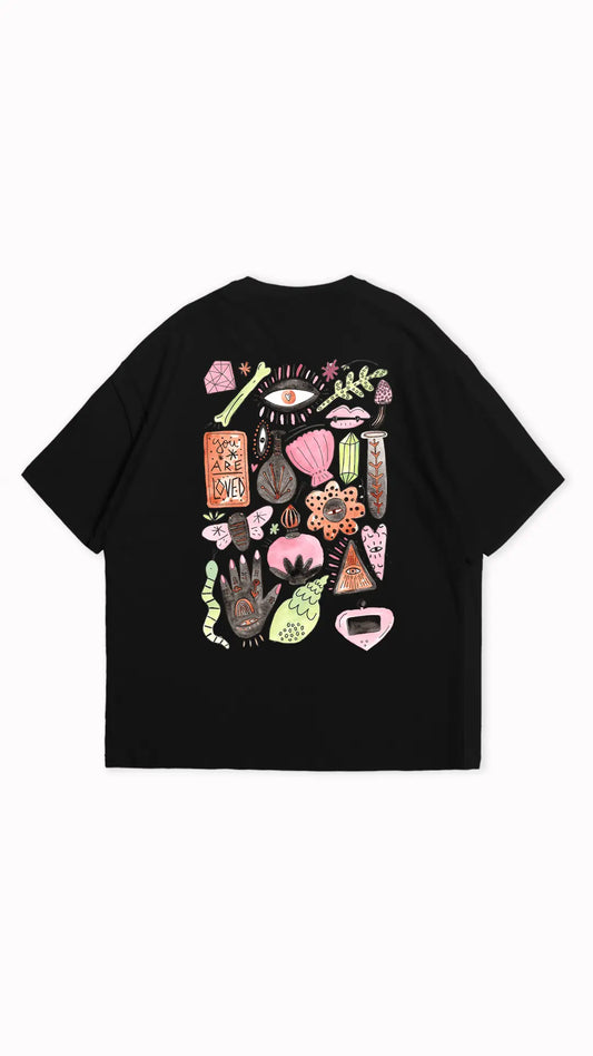 "You Are Loved" Whimsical Graphic Oversized / Boxy T-Shirt