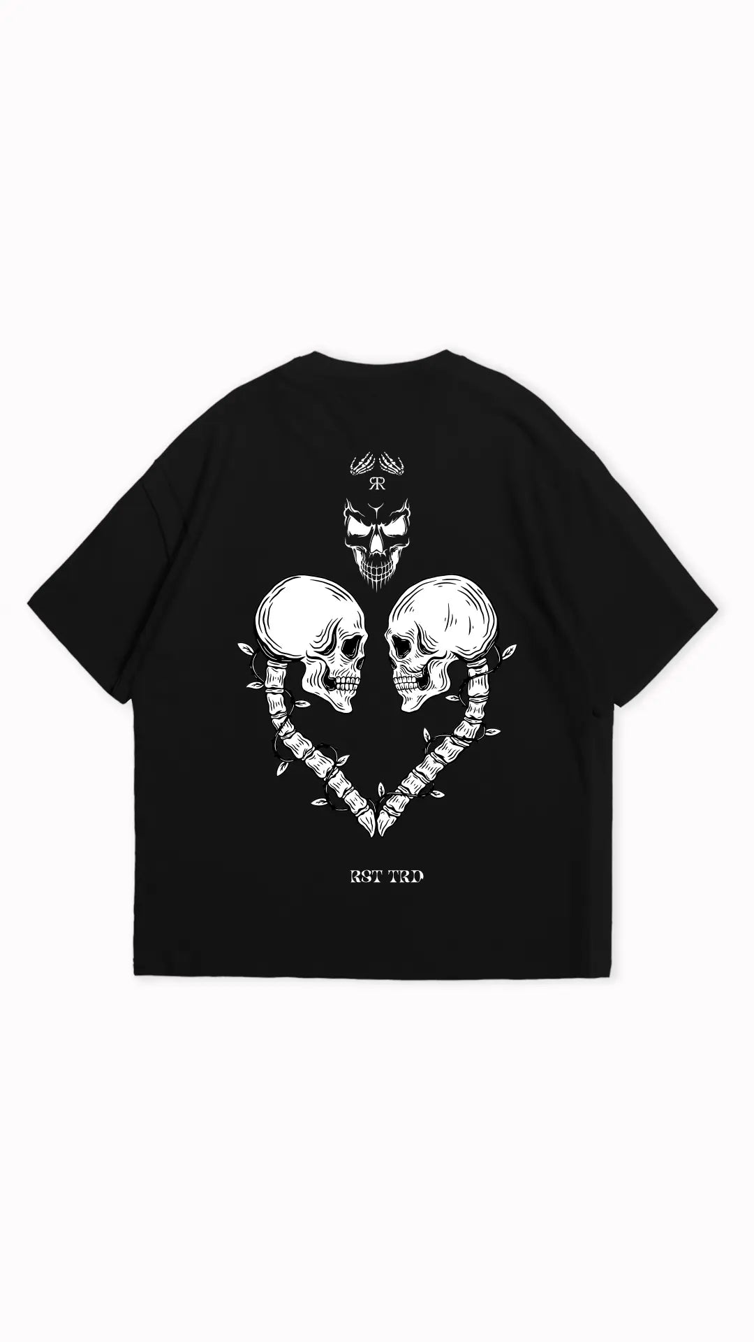 Gothic Skulls Heart Graphic Oversized T-Shirt